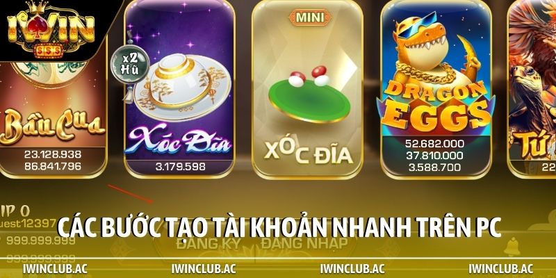 Các bước tạo tài khoản nhanh trên PC