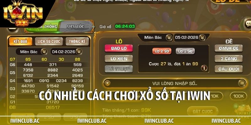Có nhiều cách chơi xổ số tại iWin