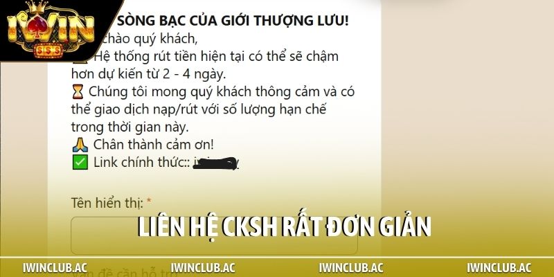 Liên hệ CKSH rất đơn giản