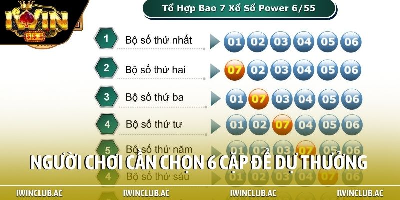 Người chơi cần chọn 6 cặp để dự thưởng