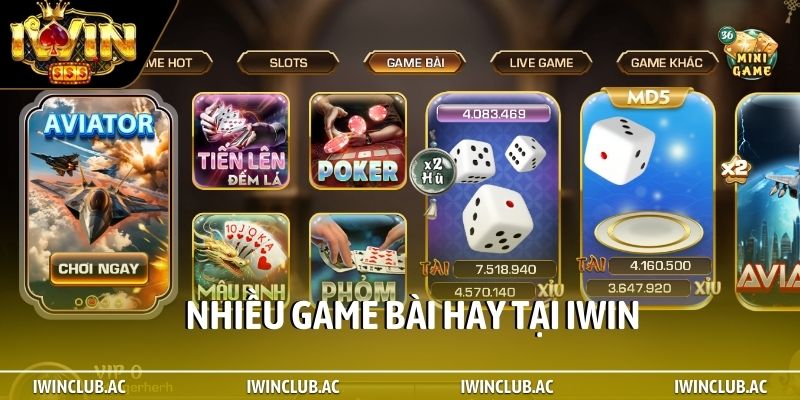Nhiều game bài hay tại iWin