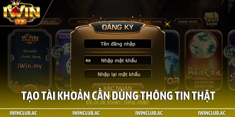 Tạo tài khoản cần dùng thông tin thật
