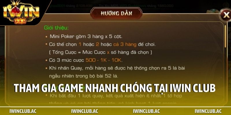 Tham gia game nhanh chóng tại cổng game iWin Club